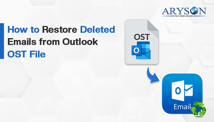 Illustration showing deleted Outlook emails being recovered from an OST file